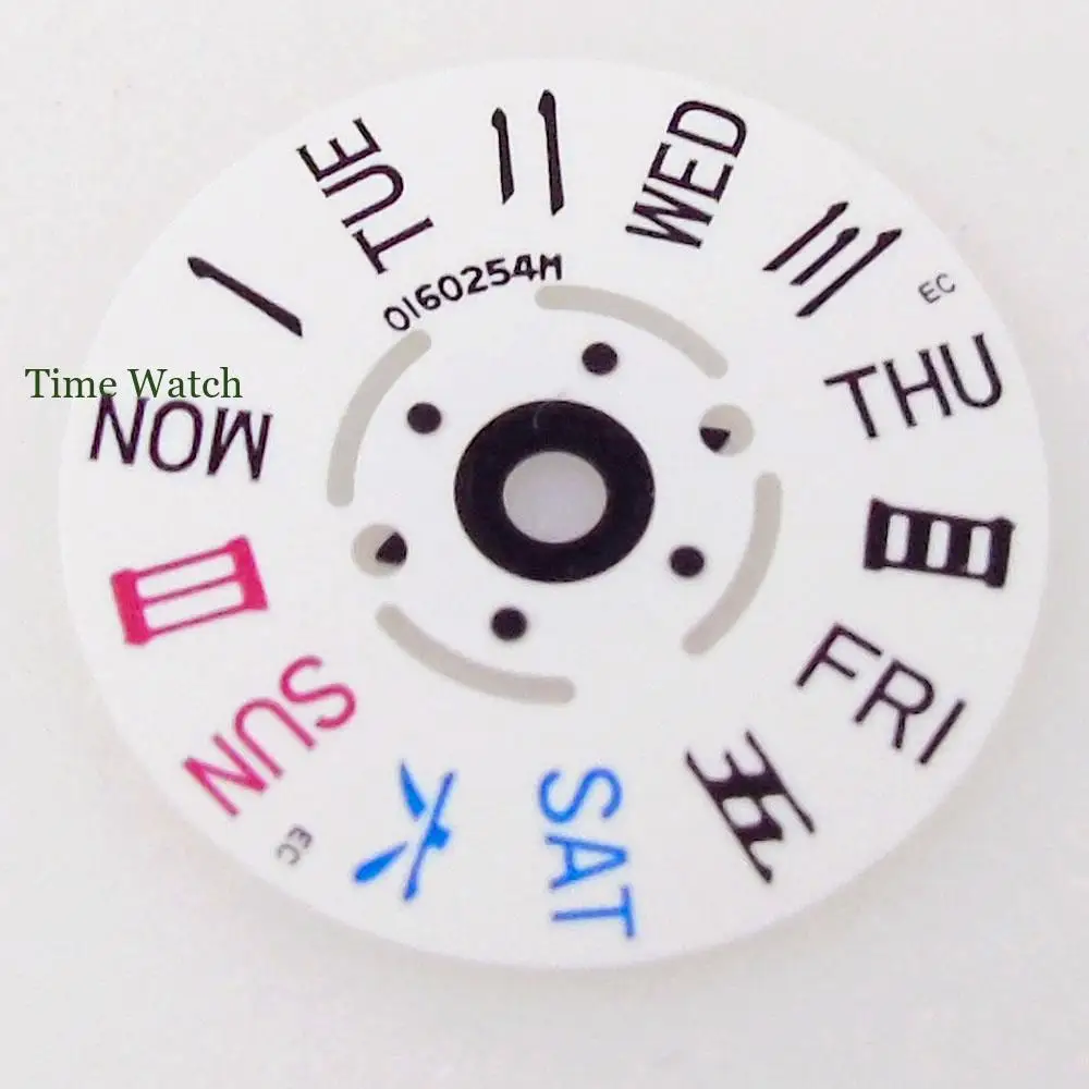 For NH36 Movement Calendar Wheel Week Day Display For 3 o'clock Crown White Color