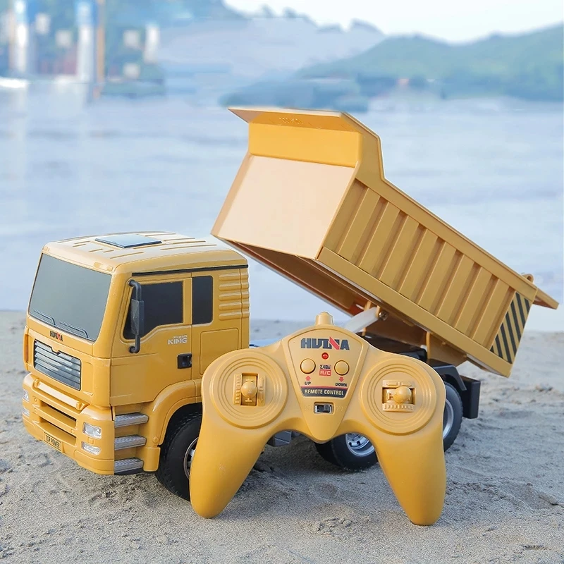 RC Truck 1:18 Remote Control Dump Truck 2.4G Engineering Vehicle Radio Control Tip Lorry Auto Lift Car Can Load 3KG