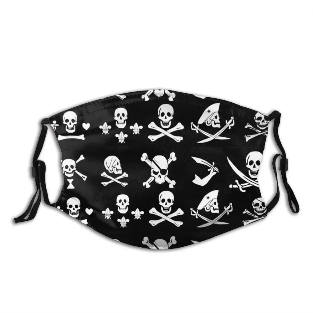 

Black Pirate Banners Skull , Crossed Bones , Swords Adult Kids Anti Dust Filter Diy Mask Pirate Pirate Flags Banner Talk Like A