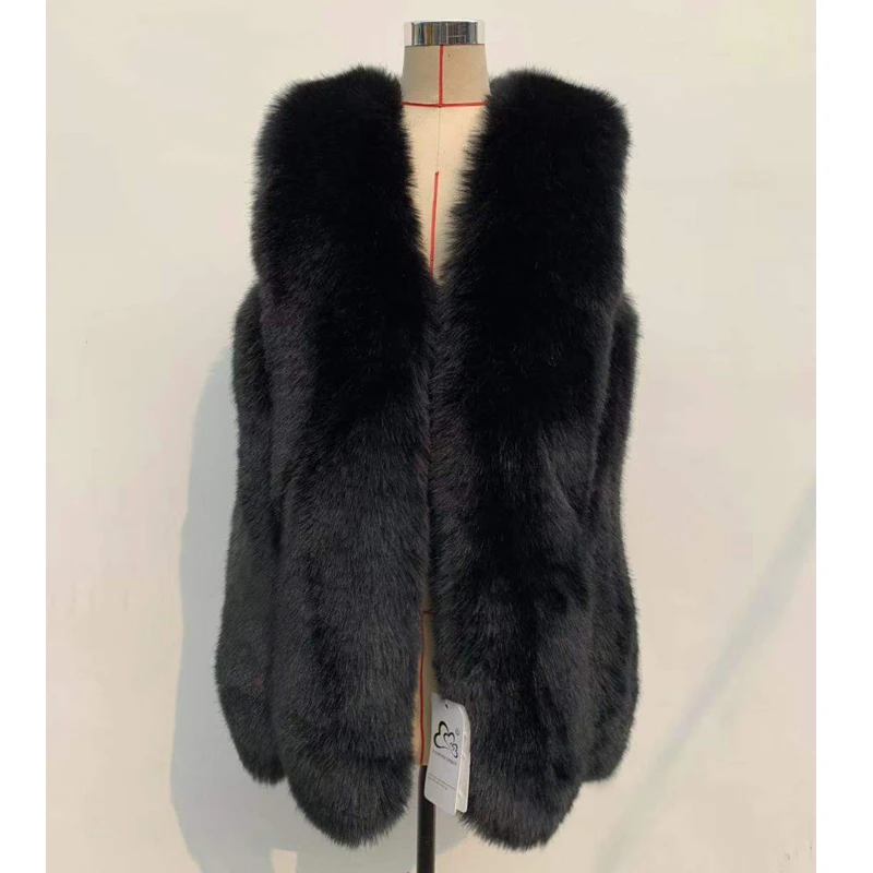 Women's Faux Fur Vest Warm Sleeveless Jacket Fox Coat Outerwear for Autumn Winter Female Fashionable Cold-Weather Vest