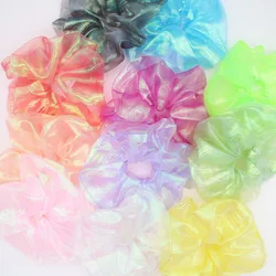 Women Statement Oversized Laser Luster Gauze Hair Ropes Scrunchy Elastic Hair Bands Multi Color Wide Head Band Shiny Hair Ties