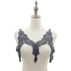 2Piece 26X31cm Polyester Polyester Floral Flower Motif Venise Lace Collar Trim Lady Dress Decoration