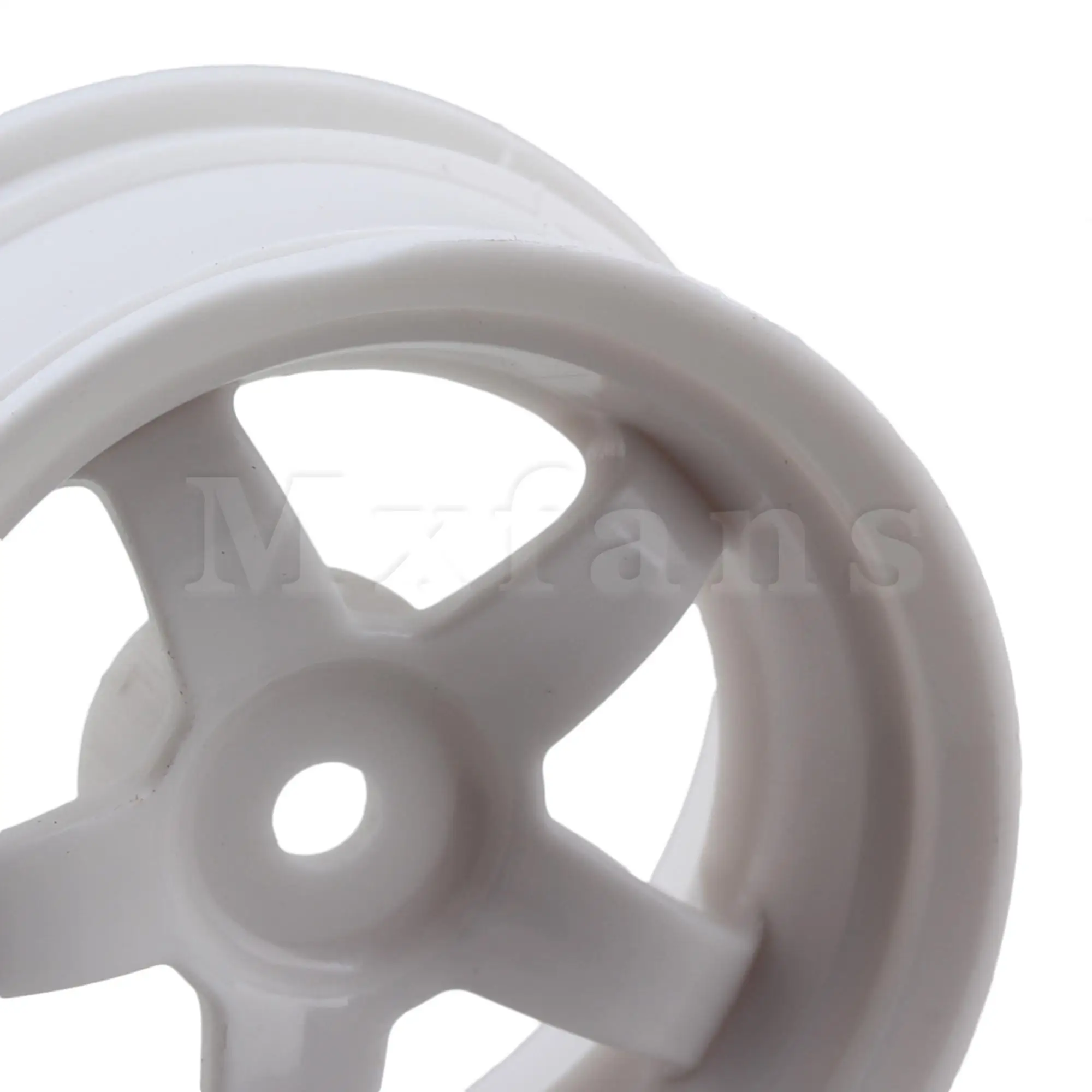 Mxfans 4Pcs RC 1:10 On Road Racing รถ Drift พลาสติกสีดำล้อสีขาวขอบ5-Spoke 52mm Dia