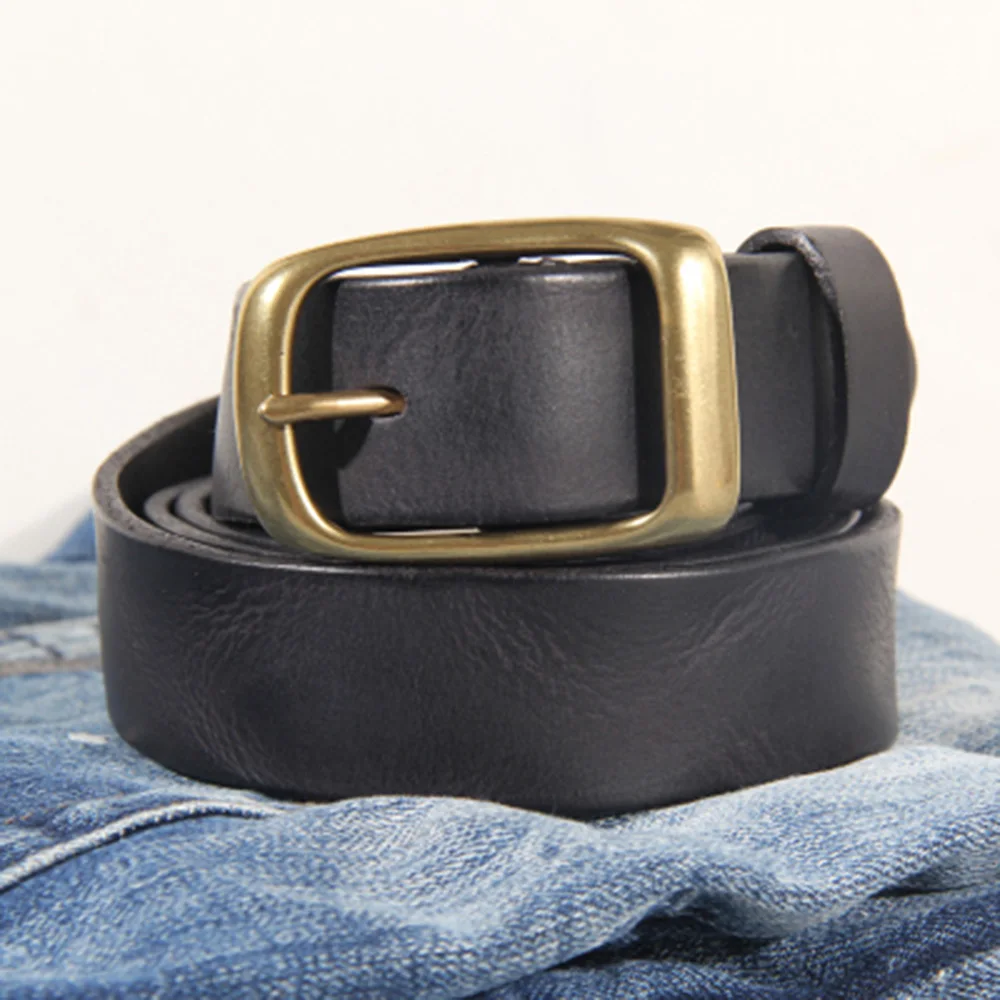 FAJARHR-Ceinture rétro en cuir de vachette pour homme, broche en laiton, structure en métal, peau de vache pure solide, environnement, largeur 3.3cm, qualité supérieure, N17FJ882