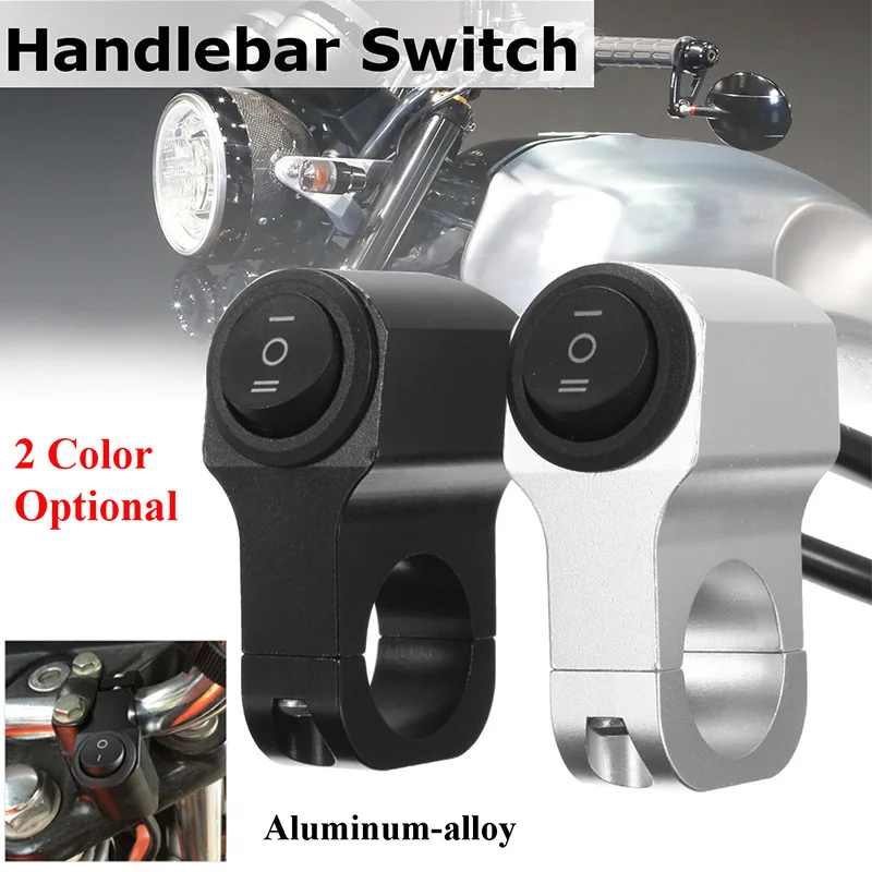 

Motorcycle Handlebar Headlight Switch 22mm 7/8inch Aluminum 3-position Waterproof 12V Fog Spotlight Retro Switch Black Sliver