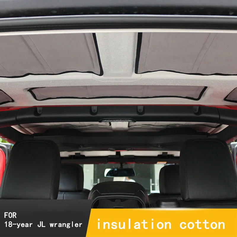 For Jeep Wrangler JL 2018 Headliner Hardtop Insulation Pad Rear Window Ceiling Roof Heat Insulation Cotton Kit Inside the car