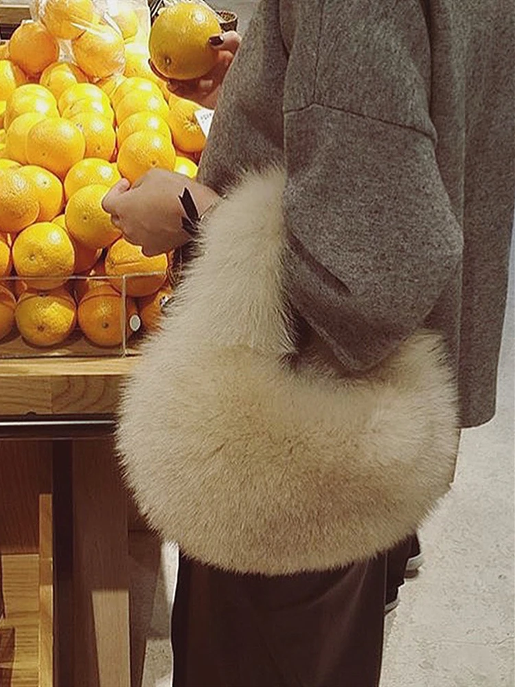 Top Grade Real Fox Fur Shoulder Bags New Winter Handbag Korean winter Fashion Ladies messenger Bag Crossbody Flap Bags