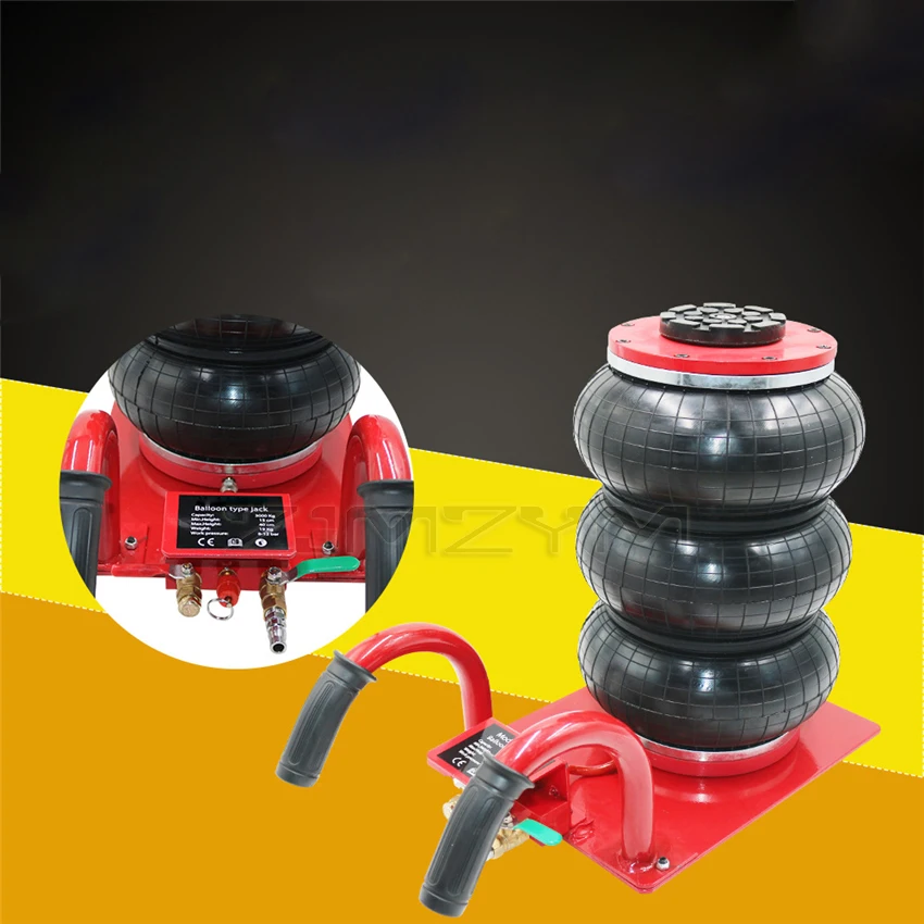 HR-3B 3 Tons Pneumatic Car Jack Triple-bag Air Jack Hand-end Type Car Lifting Equipment Garage Repair Shop Car Jack 15CM-40CM