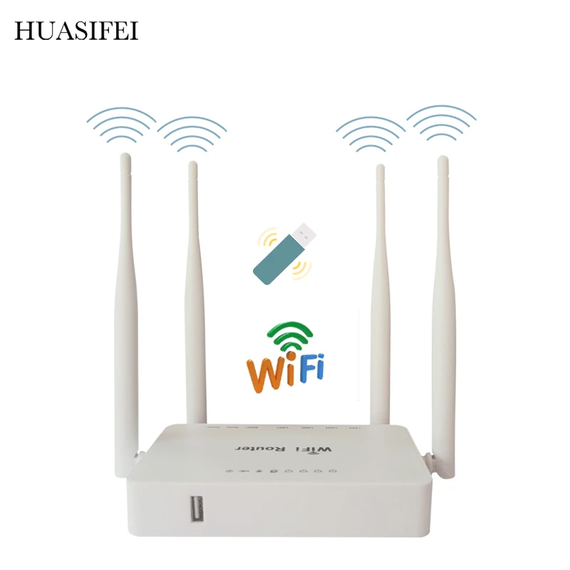 HUASIFEI-300Mbps WiFi 라우터 2.4Ghz 4 안테나 4 * Lan 및 1 * Wan 포트 지원 3G 4G USB 모뎀, 홈 네트워크 무선 WiFi openWRT