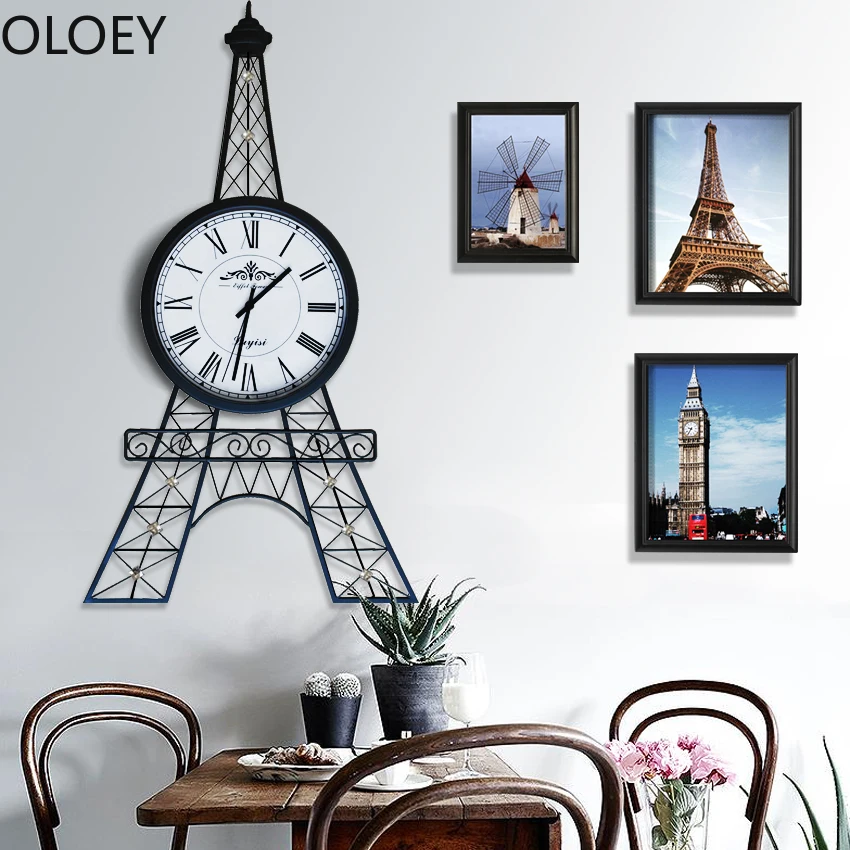 Luxury Large Wall Clock Metal Tower Living Room Creative Art Watch Decorative Home Clock Atmosphere Horloge Kids Wall Clock 3d