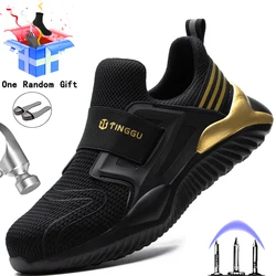 2023 Safety Shoes Men Steel Toe Cap Work Safety Shoes Sneakers Male Lightweight Work Boots Men Indestructible Work Shoes Male