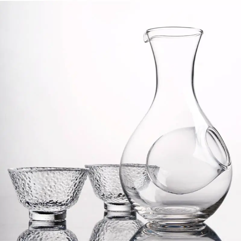 400ml Japanese Glass Wine Decanter Thumb Hole Sake Glass Ice Jug Creative Hamster Nest Bar Party Cocktail Champagne Cooling Tool