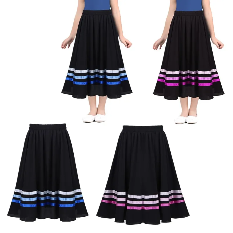 Kids Girls Chiffon Ballet Skirts Lyrical Liturgical Praise Ballerina Dancewear Vintage Full Circle Long Skirts Ballroom Costume