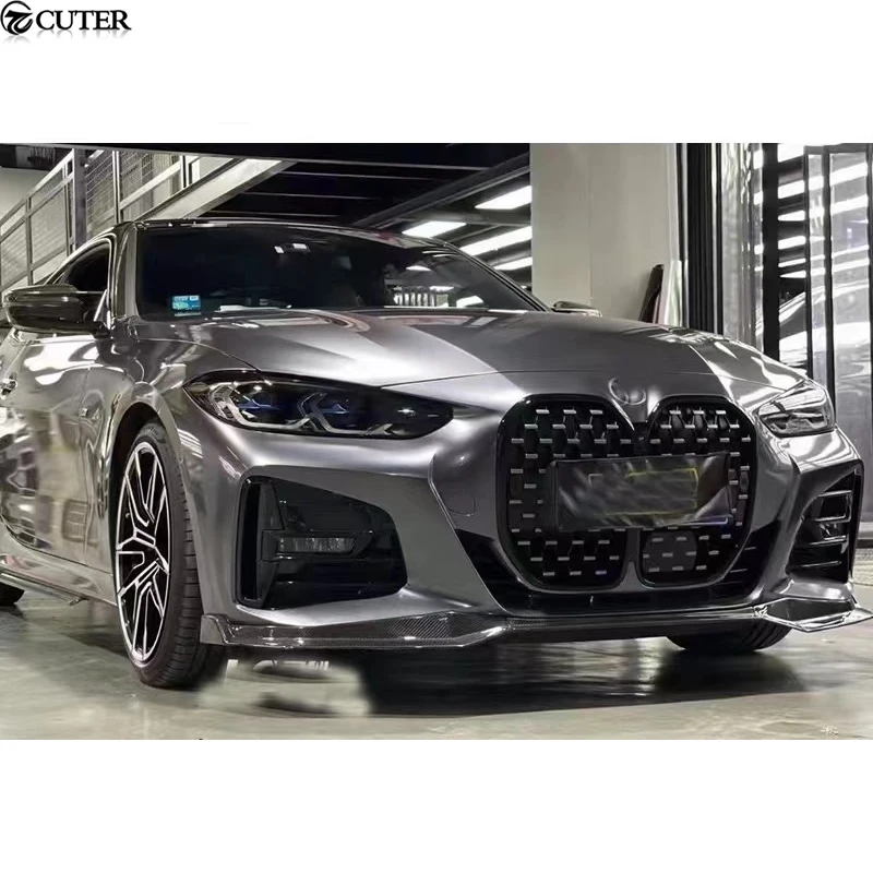 G22 4 Series V style Carbon Look Bright Black ABS Front Bumper Lip Aprons Side Splitter for Bmw G22 425i 2020