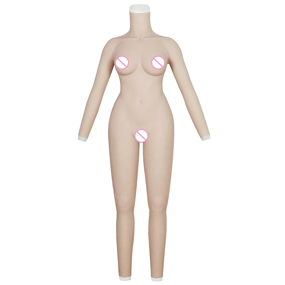 Silicone Breast Forms C Cup Fake Boobs Fullbody Suit For Transgender Crossdress With Arm Fake Boobs Cosplay Shemale
