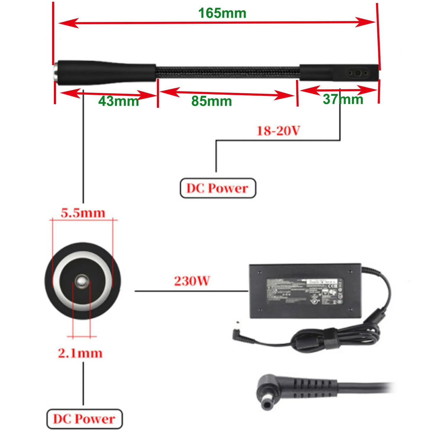 Acessórios do conversor da carga do portátil do adaptador para o cabo da tomada da fonte de alimentação de razer dc 5.5*2.1mm fêmea ao conversor 3pin