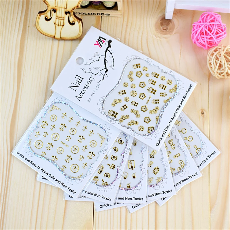 New Bronzing Nail Sticker Exquisite Nail Sticker Flower Love Pattern 3D Three-dimensional Nail Decal DIY Nail Sticker