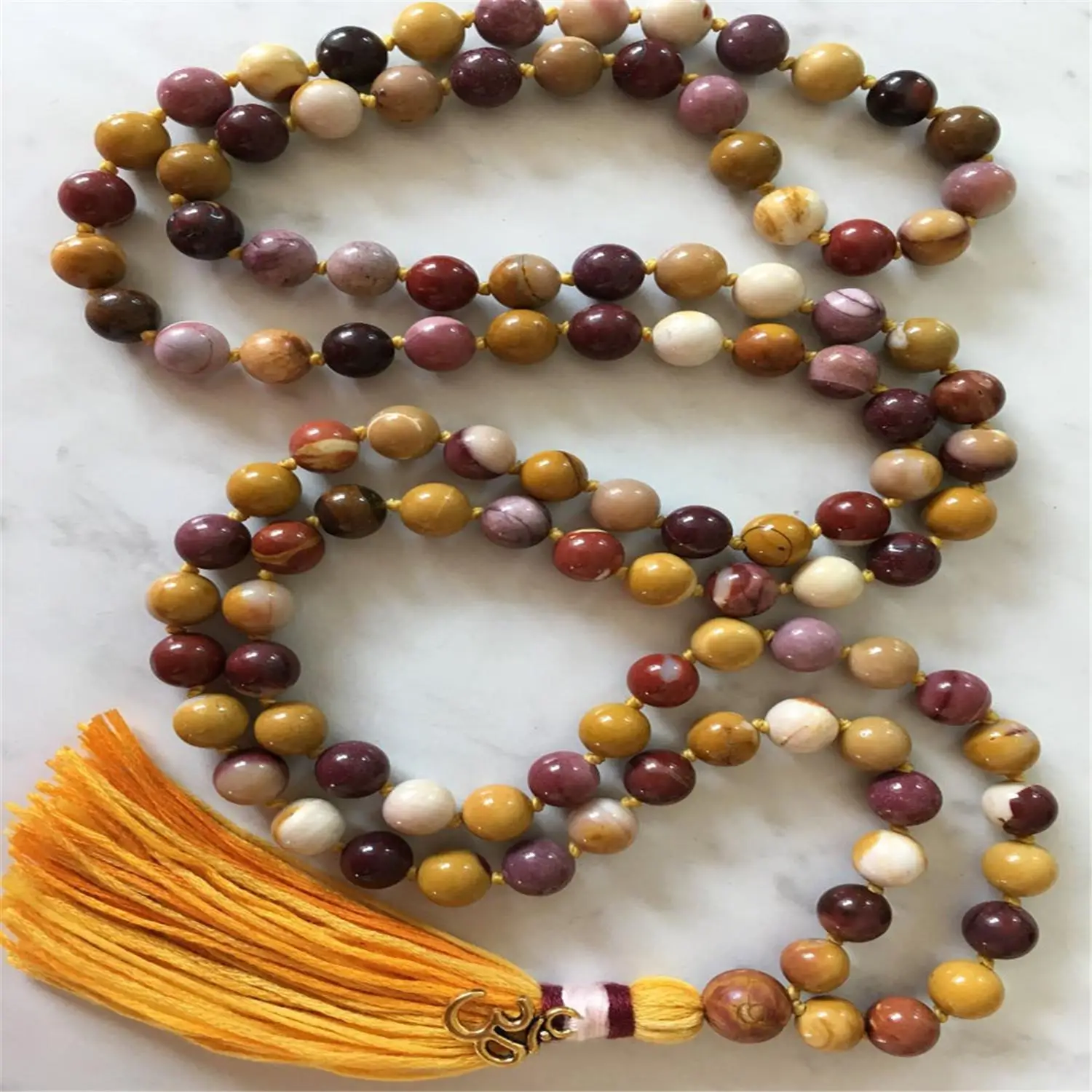 

6mm Yolk stone Stone Gemstone 108 Beads Mala Tassel Necklace Meditation Chakra Reiki Bless Ruyi Mala Yoga Mala Prayer