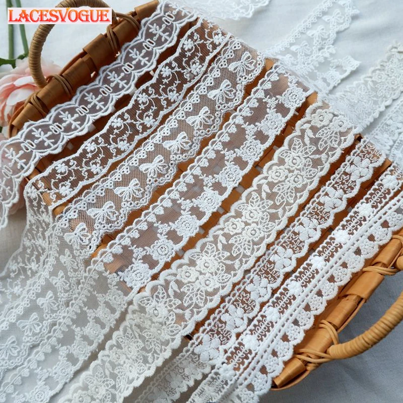 Embroidery Mesh Cotton Lace Trims, Handmade DIY Garment, Needlework, Sewing Accessories, Clothing Material, 19Yards, 3-5cm, 329