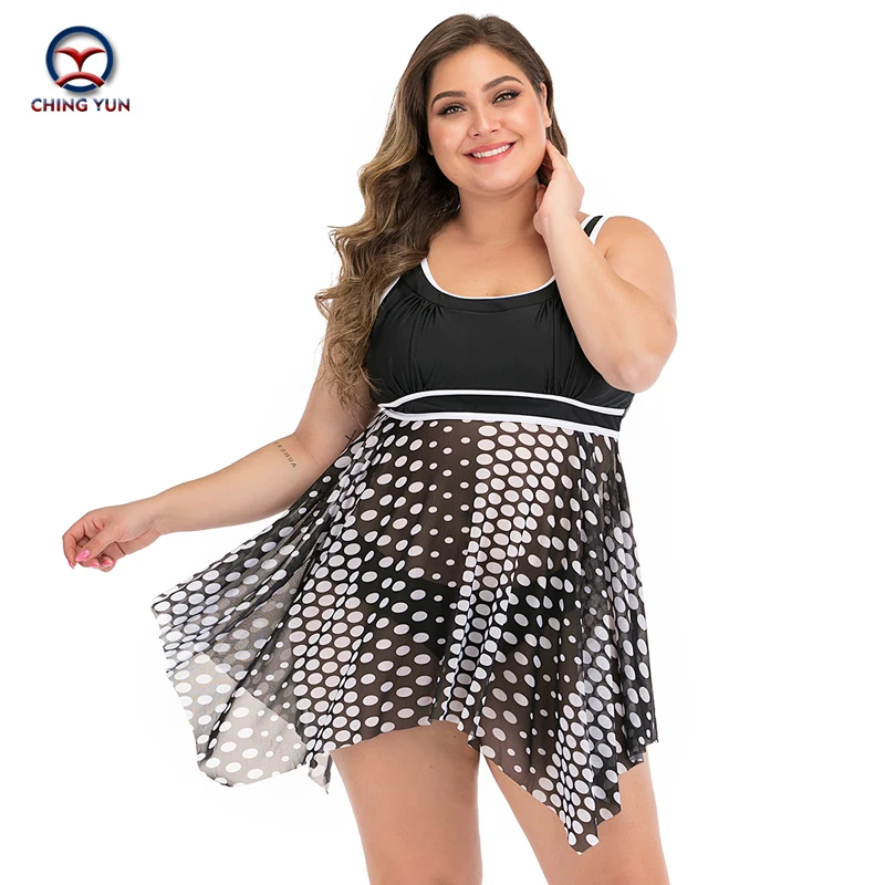 

CHING YUNG 2020 New swimwear women two piece swimsuit for women Black and white dot stitching Sexy plus size swim set swimsuit