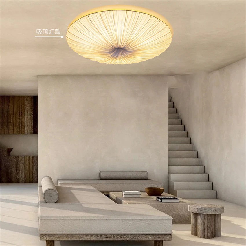 New Chinese beige fabric pendant lights modern art Japanese bedroom dining room Handcrafted decor hanging lamps fixtures