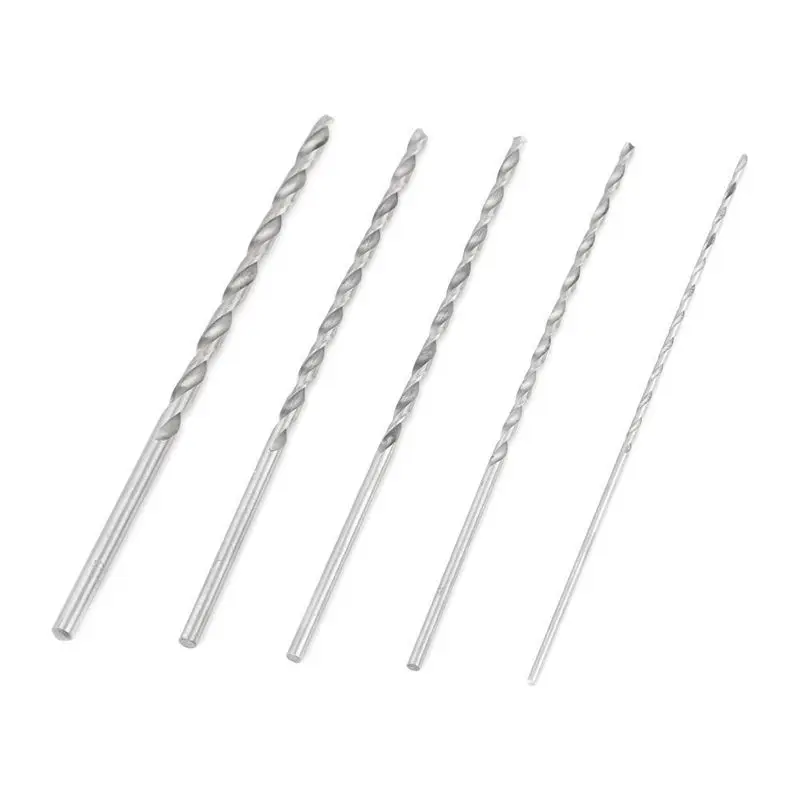 Juego de brocas de acero de alta velocidad Extra largas, herramienta de Broca helicoidal de vástago recto de 2-5mm para madera, 5 uds.