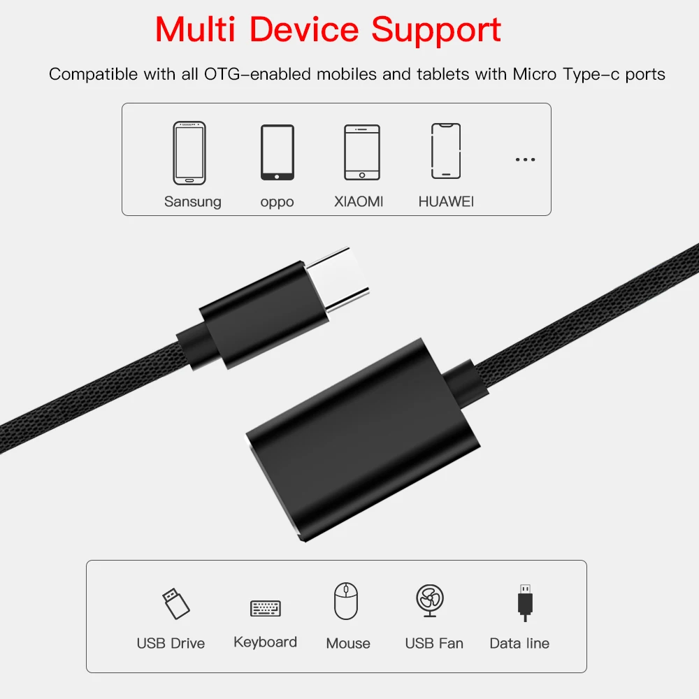 TypeC Adapter Cable USB Box U Disk Card Reader Transfer OTG Adapter Cable For Samsung S10 S9 Macbook Xiaomi Huawei Type-C OTG