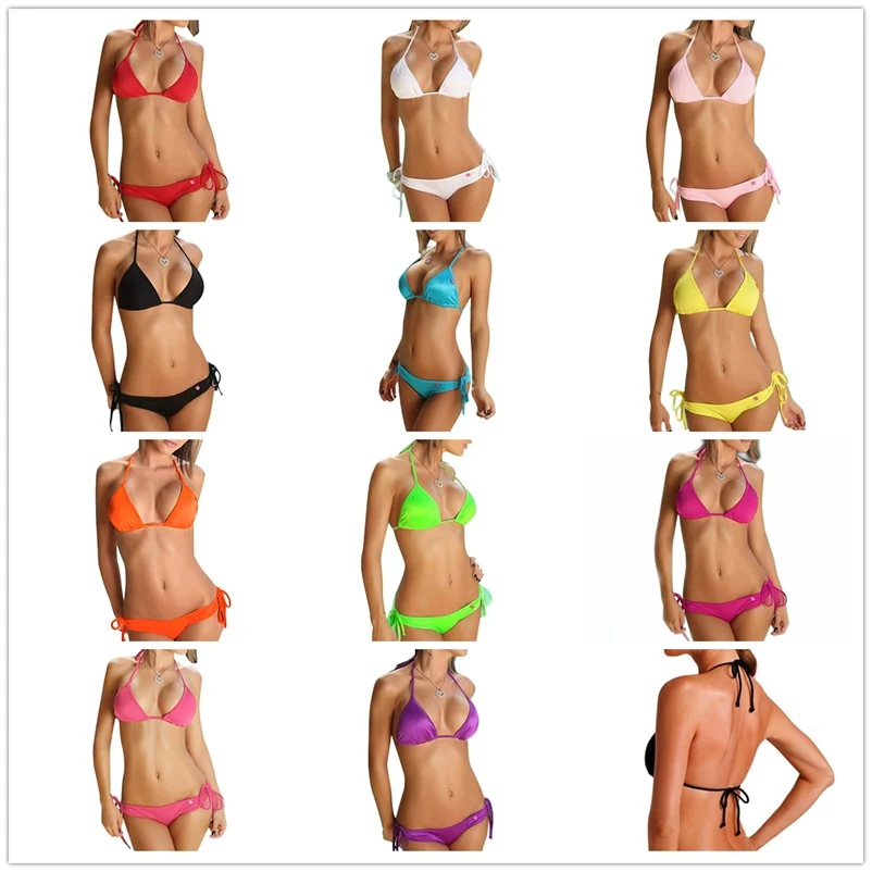 Bikini Bathing Suit Swimsuit Swimwear Two Pieces Set Biquini Push Up Without Breast Backer For Women Girl Lady DM004