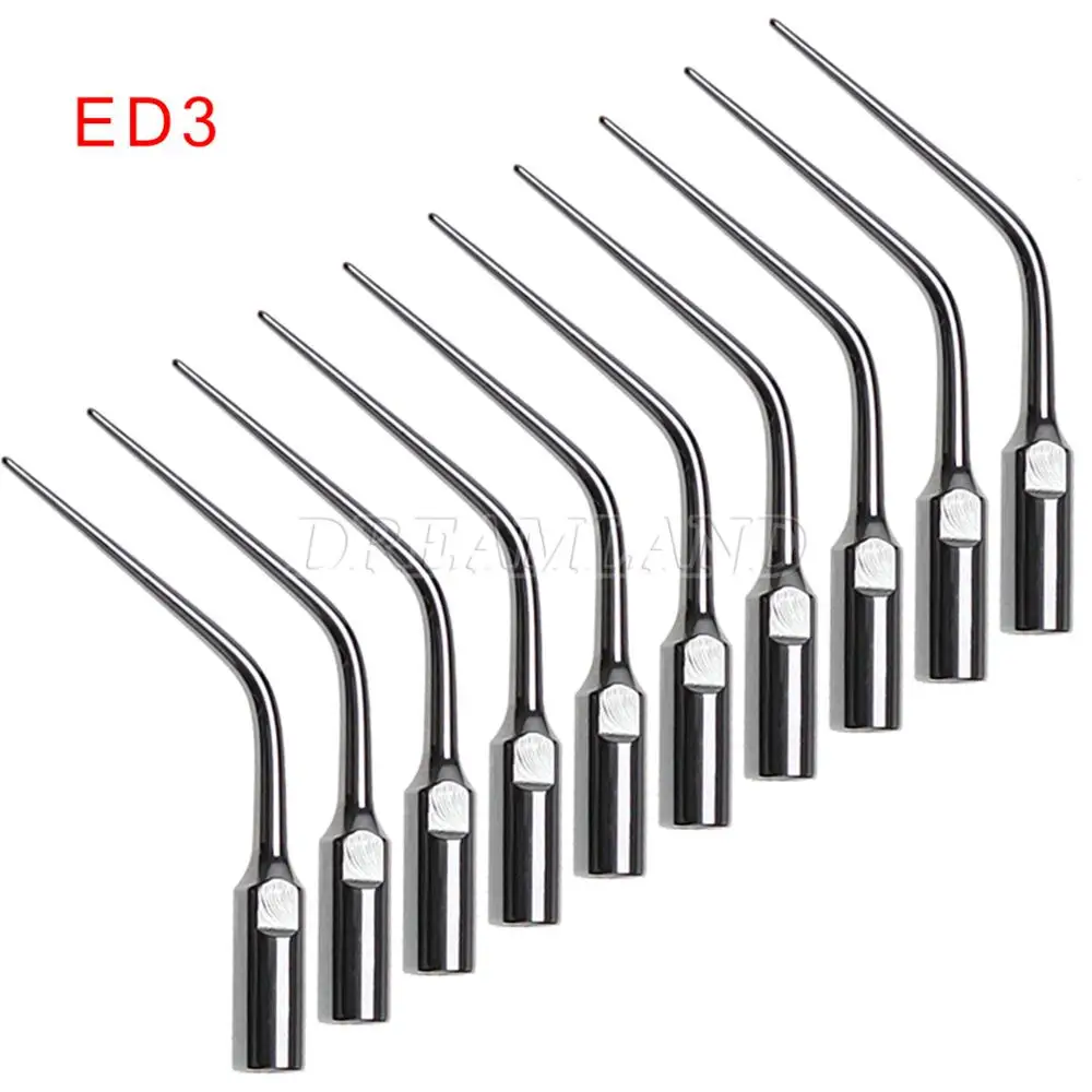 10PCS Dental Scaling Tips ED3 Ultrasonic Scaler Diamond coated  Tip Fit DTE SATELEC NSK