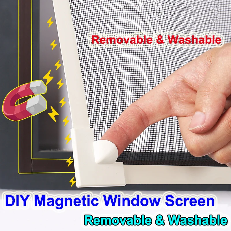 Invisible Fly Mosquito Screen Net Mesh, Custom Made DIY Magnetic Window Screen fit windows Removable&Washable