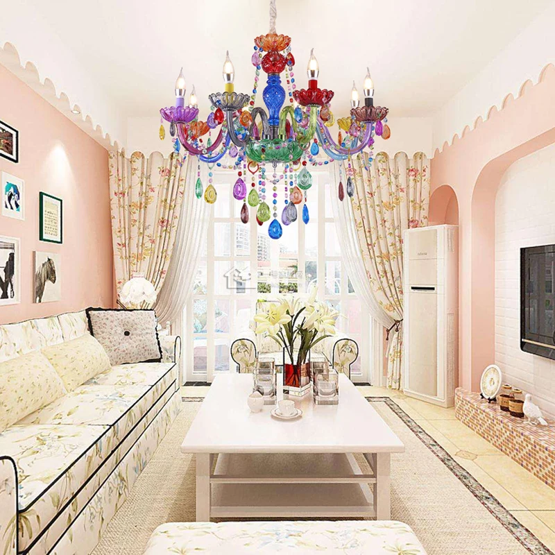 Macarone color fruit candy living room chandelier Nordic pastoral girls bedroom children's room lamp crystal dining room lamp