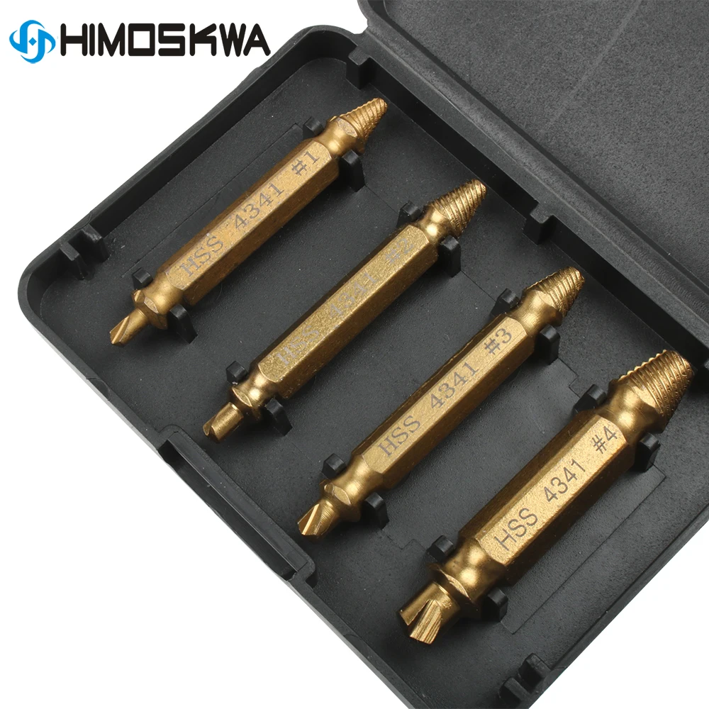 4Pcs Screw Extractor สว่าน Bits ชุดคู่มือ Broken Speed Out Easy Out Bolt สตั๊ด Stripped สกรู Remover เครื่องมือ