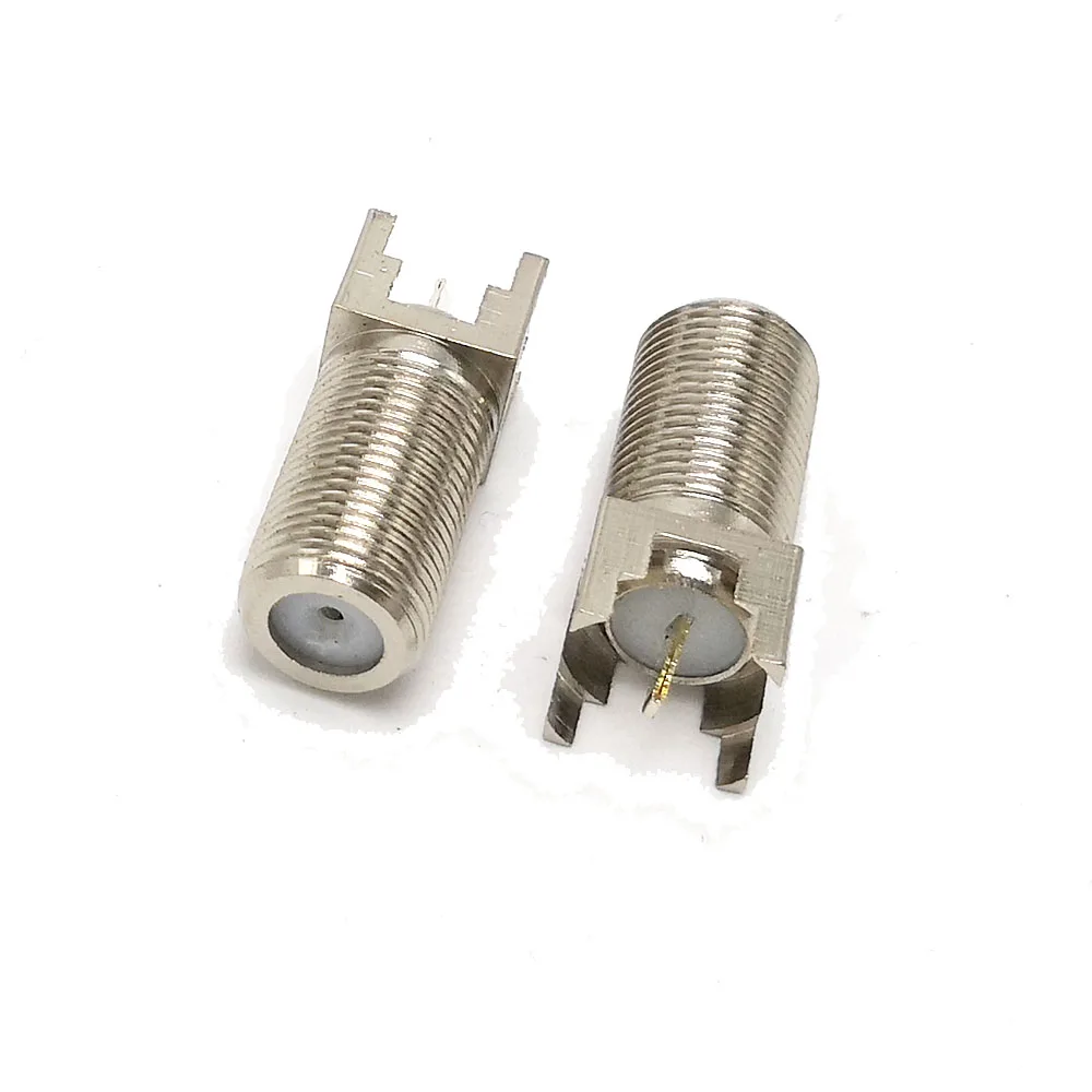 F Type Female Connector With Stand PCB Mount Straight CATV RF Coaxial Connector 10Pcs/Lot