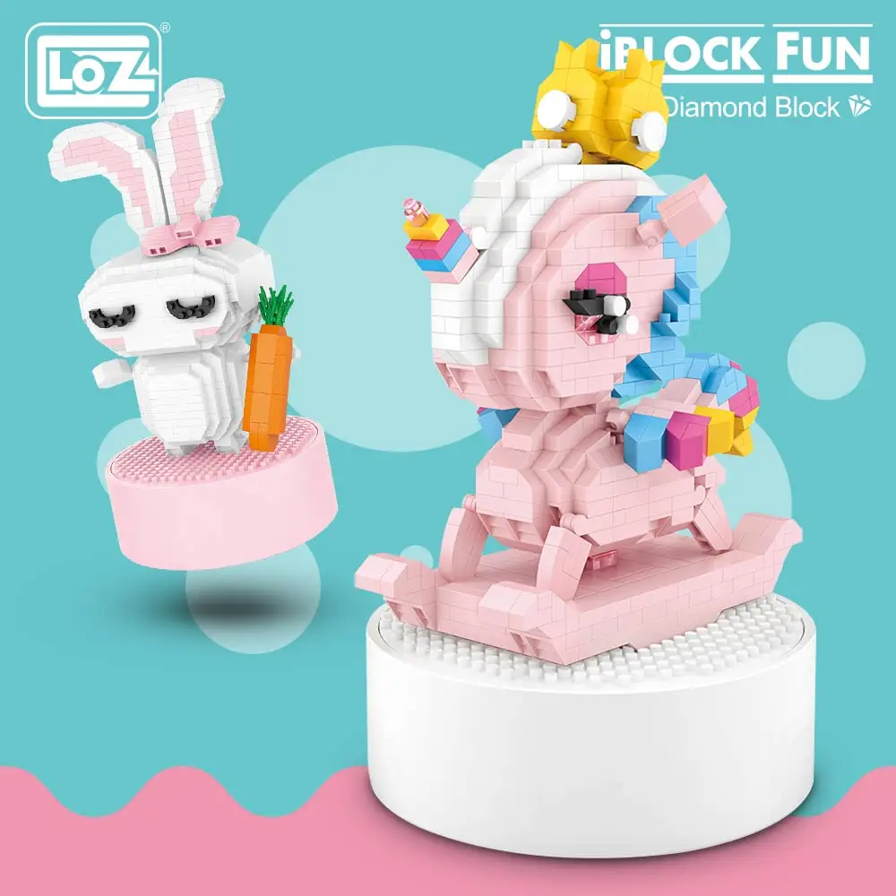 

LOZ Diamond Blocks Music Box Carousel Rabbit Fairy Princess Mini Bricks Building Blocks Set Kids Assembly Toys Pixels Gift Hobby