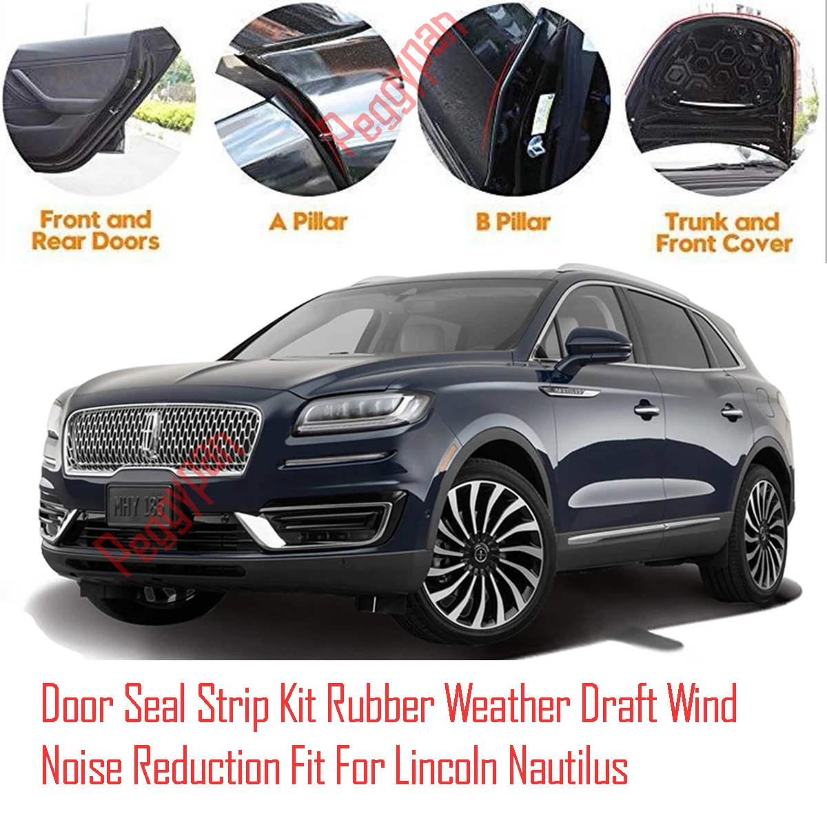 

Door Seal Strip Kit Self Adhesive Window Engine Cover Soundproof Rubber Weather Draft Wind Noise Reduction For Lincoln Nautilus