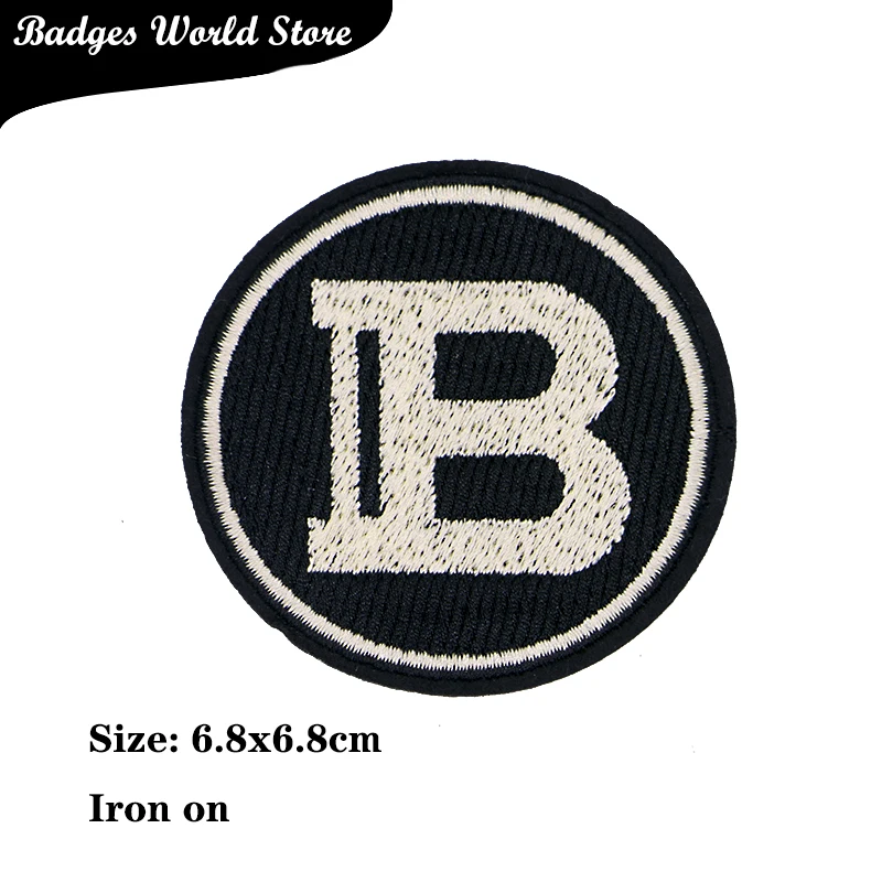 Letter B M Smile Boy Well Star Number Round Icon Embroidery Applique Patches For Clothing DIY Iron on Badges on the Backpack