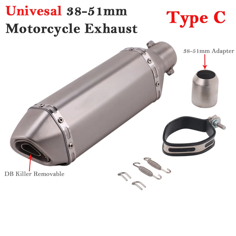 51mm Inlet Motorcycle Motorbike Exhaust Pipe Escape Left & Right Tail Muffler DB Killer For NMAX155 ER6N R15 FZ6 PCX125 MP3 DUKE - view 5