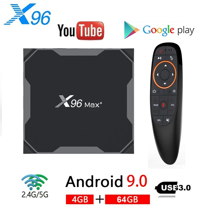 X96 Max Plus Smart TV Box Android 9.0 Amlogic S905X3 Quad Core 4GB 32GB 64GB 2.4G&5G Wifi BT 4K HD Youtube Google Set Top Box