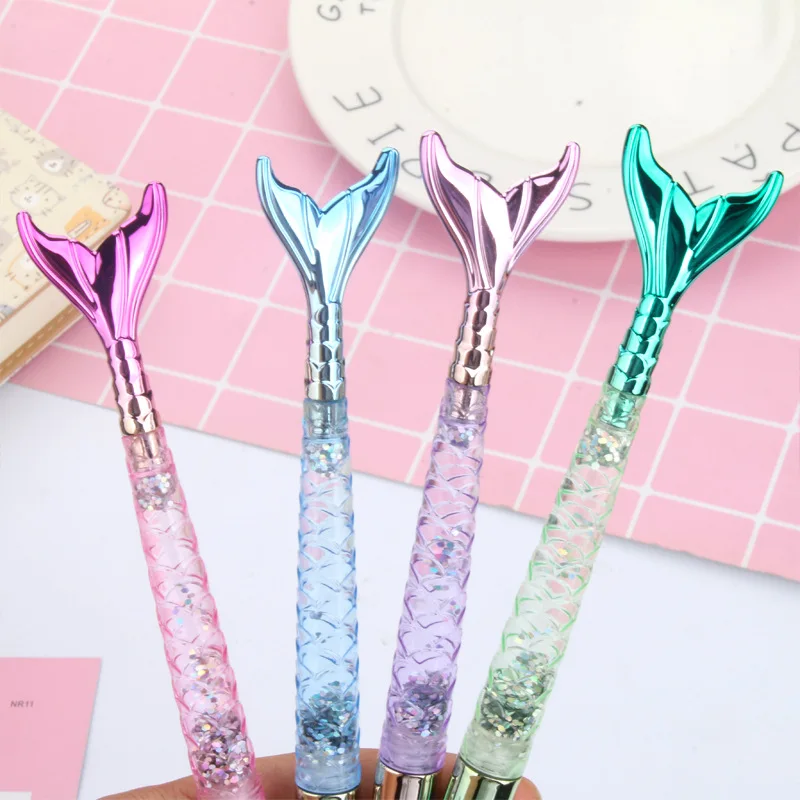 

36 pcs/lot Kawaii Mermaid Quicksand Oil Gel Pen Cute 0.5 mm black ink Signature Pens Office School Writing Supplies gift