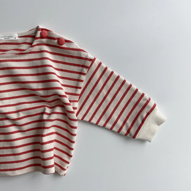 Fashion Baby Girl Striped T Shirts Cotton Long Sleeve Tops For Boys Infant Kids Loose Tees Baby Casual Pullover Clothes