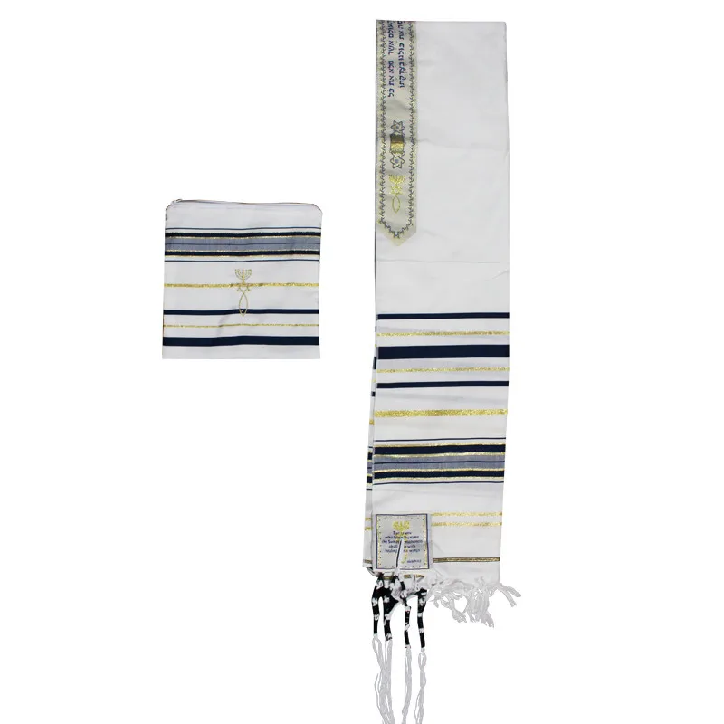 Jedaica Tallit Shawl Israel Talit scarf with Talis Bag Polyester Wraps Prayer 50x180cm