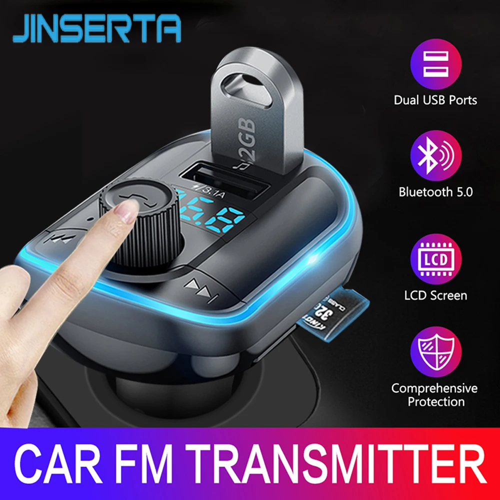 

FM-модулятор JINSERTA 2021 с поддержкой Bluetooth 5,0 и двумя USB-портами