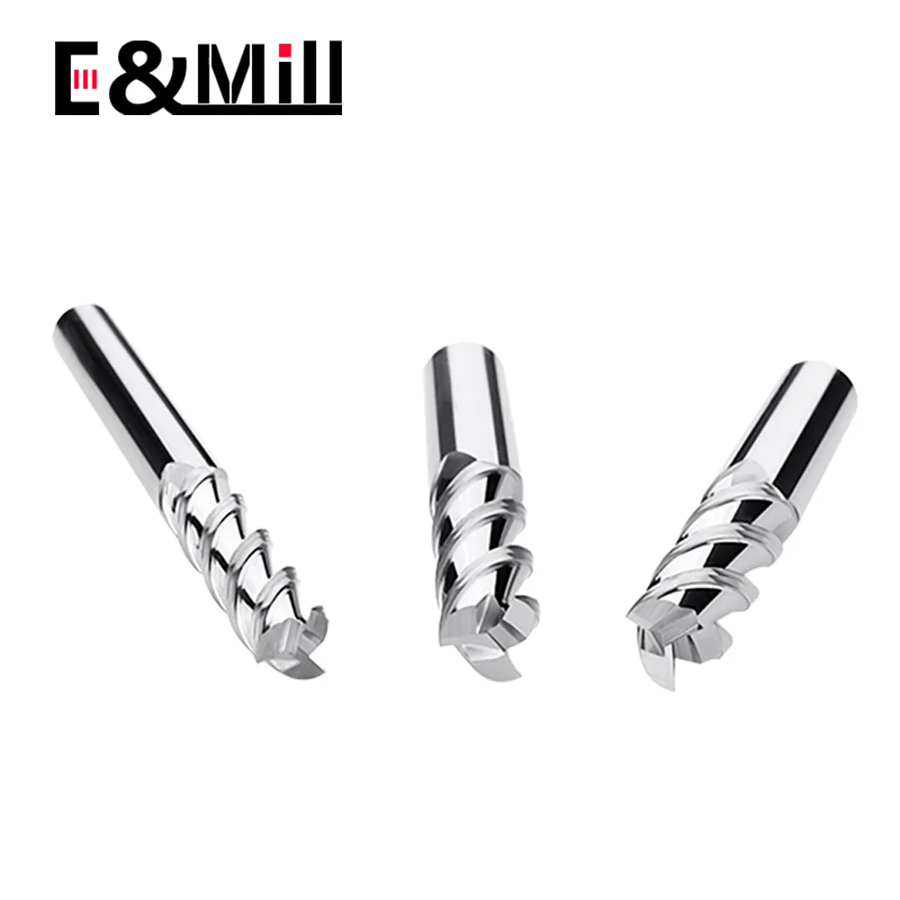 Fresa de acero de tungsteno HRC55 de 3 flautas para miroir de alto brillo, aleación de aluminio, centro de mecanizado especial de tres hojas