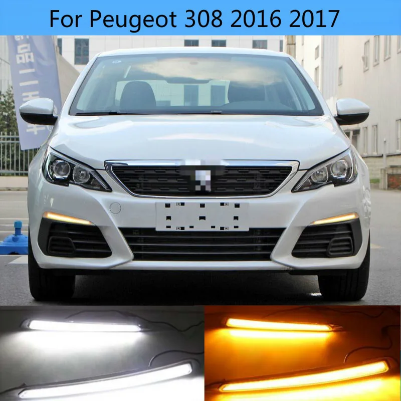 

2Pcs Daylight For Peugeot 308 2016 2017 DRL Daytime Running Lights fog lamp cover headlight 12V Daylight