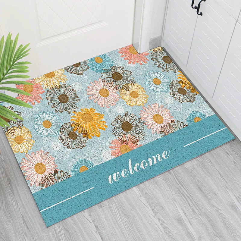 Flower Welcome Non-slip Mat for Home Door, Living Room Mat, Kitchen Entrance Carpet, Custom Can Be Cut