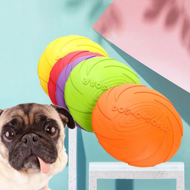 1pcs Soft Flexible Rubber Flying Disc Dog Toys 4 Colors Floating Foldable Flyer Disc Interactive Training Pet Dog Supplies