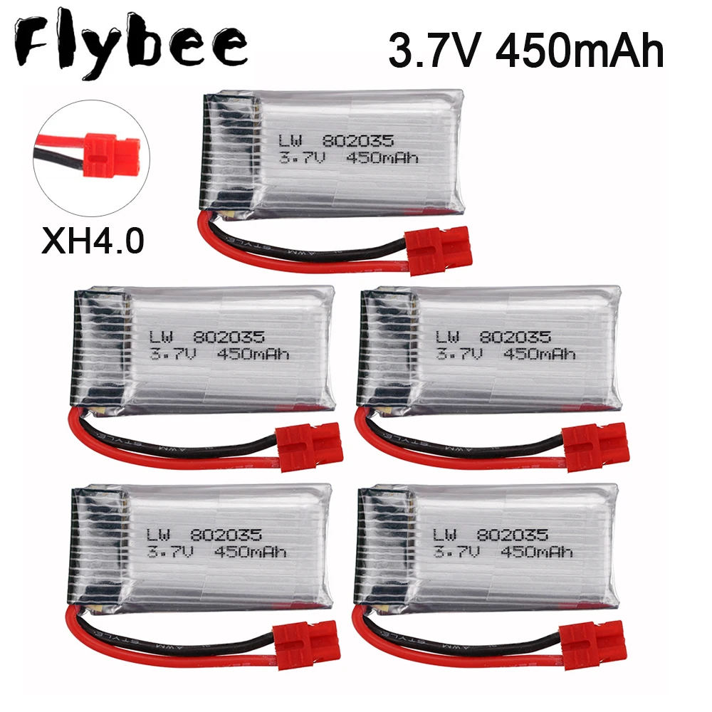 Baterai Lipo 3.7V 450MAh untuk SYMA X15 X5A-1 X15C X15W Bagian Baterai Helikopter Drone RC Baterai Quadcopter Mainan 3.7V