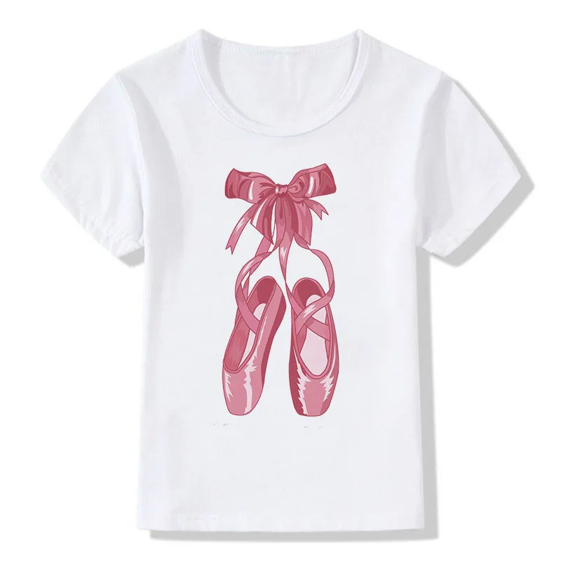 

Pretty Ballet Shoe Print Girls T Shirt Harajuku T-shirt for Girl 2-12 Years Kids Clothes Child Tops Short Sleeve, bal042