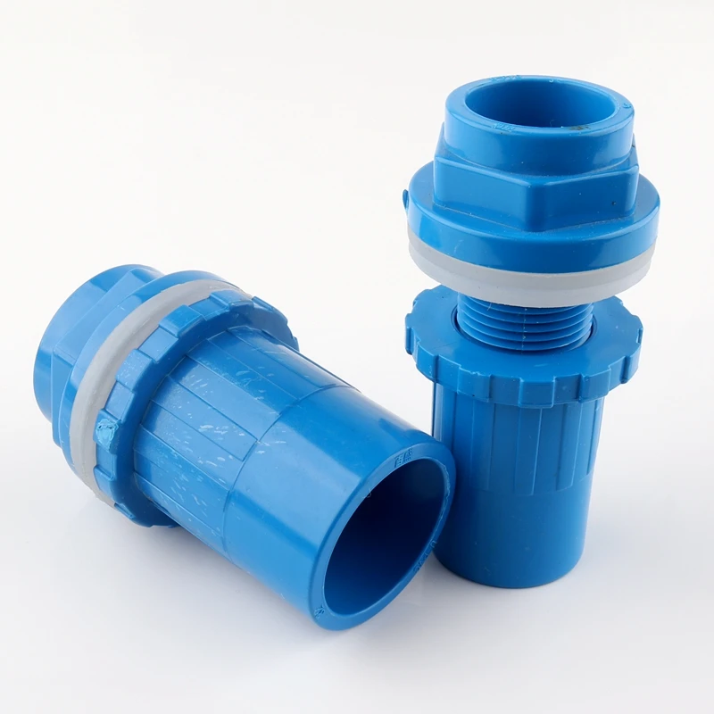 2-10pcs 20mm~50mm Blue PVC Pipe Fittings Aquarium Fish Tank Connector Overflow Thread Water Supply Accessories Joint