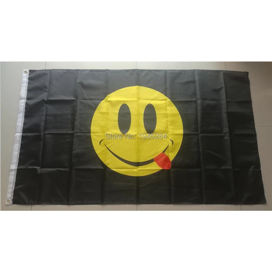 Smiley Face Flag Custom Banner Printed Polyester Party Home Decor 3x5FT